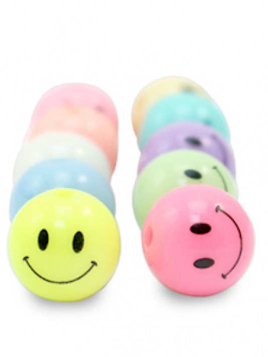 Afbeelding voor 8 mm kralen van acryl smiley Multicolour(per 5)