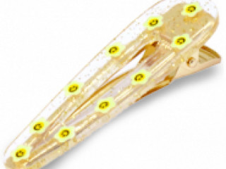 Afbeelding voor haarclip flower smileys yellow(per stuk)
